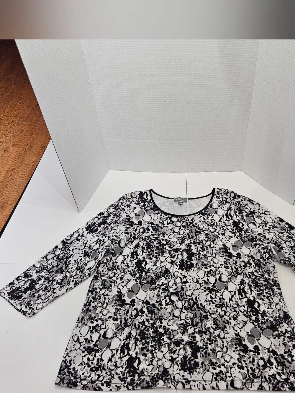 JM Collection Abstract Floral Knit Top 3/4 Sleeve XL